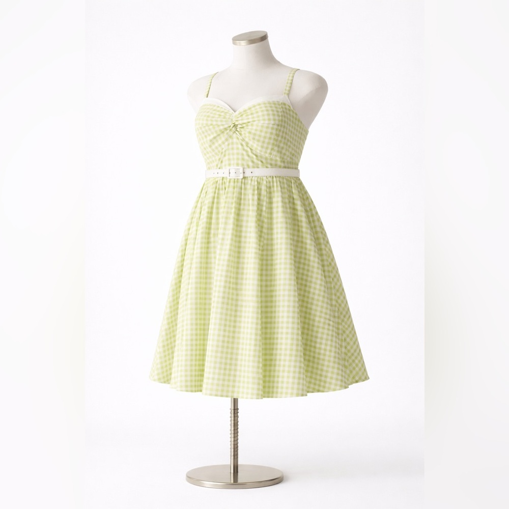 Torrid Retro Chic Green & White Gingham Twist-Front Swing Dress, 2X, NWT! - Picture 9 of 15